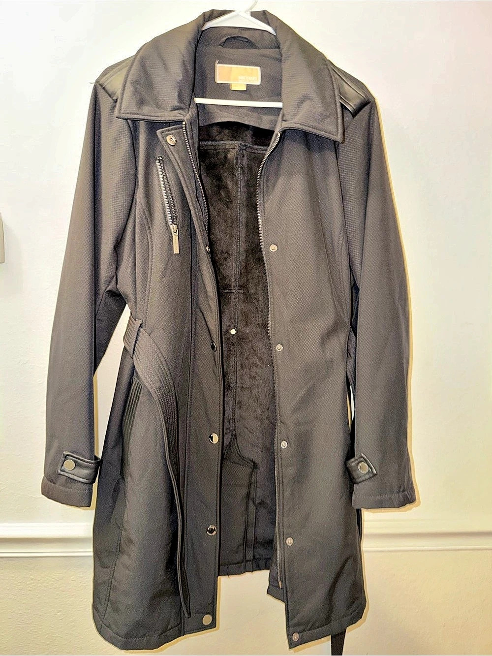 Michael Kors Black Belted Trench Coat size XL